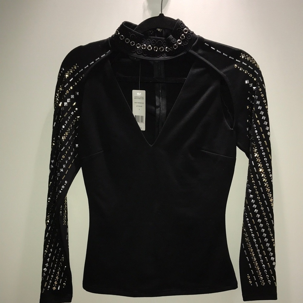 Bebe sophie cutout mock neck top